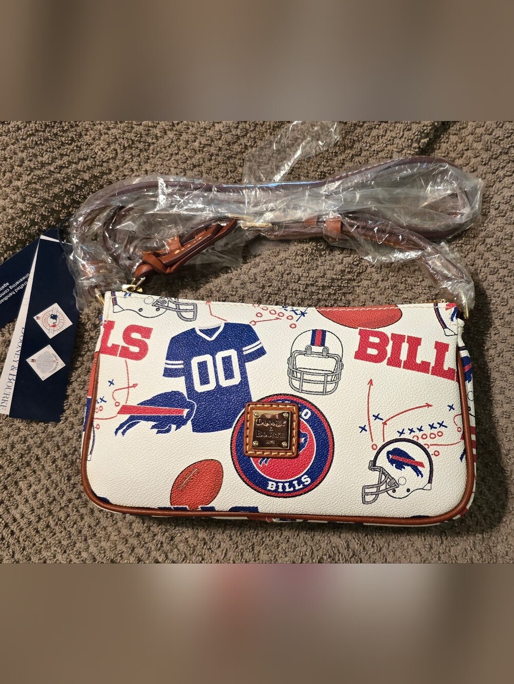 Dooney & Bourke Buffalo Bills Lexi Crossbody with Brown Leather Trim NWT